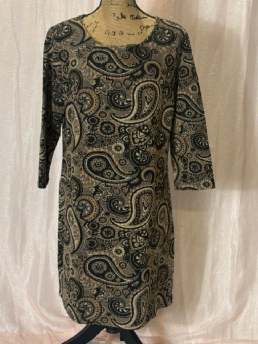 Quilted Paisley Shift Dress